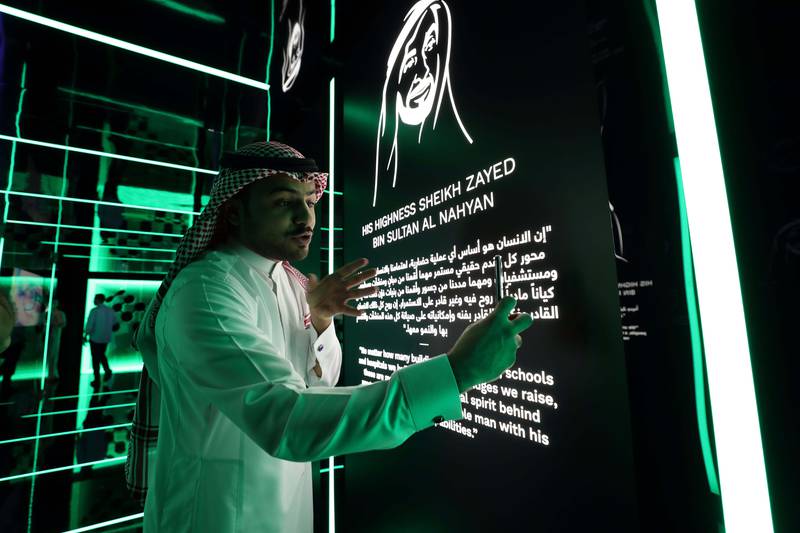 An official at the launch of Mohamed bin Zayed University of Artificial intelligence in Masdar City, Abu Dhabi. AI is central to the UAE's economic growth agenda. Chris Whiteoak / The National